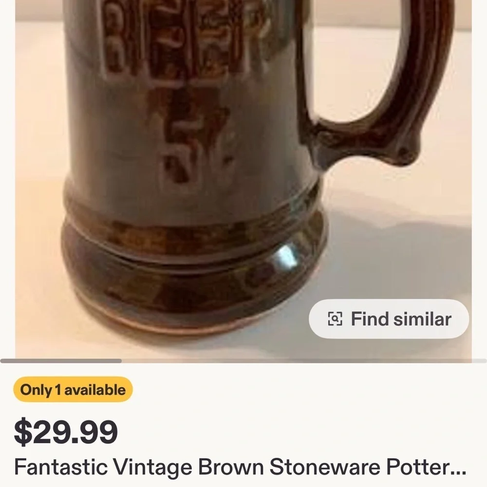 Vintage Beer Mug 5 cents Ceramic Brown Mug EUC